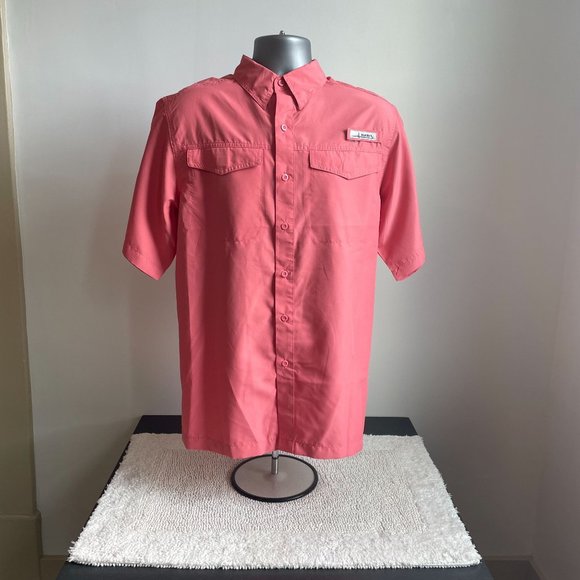 HABIT Other - HABIT SHORT SLEEVE BUTTON UP FISHING SHIRT UPF 40+ MEN'S SIZE MEDIUM SALMON